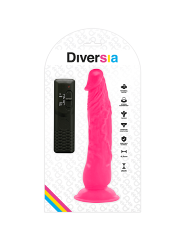 DIVERSIA DILDO FLEXIBLE CON VIBRACION 21 CM - ROSA