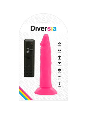 DIVERSIA DILDO FLEXIBLE CON VIBRACION 23 CM - PINK