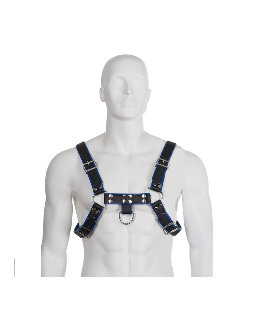 LEATHER BODY ARNES CUERO AZUL Y NEGRO CHEST BULLDOG