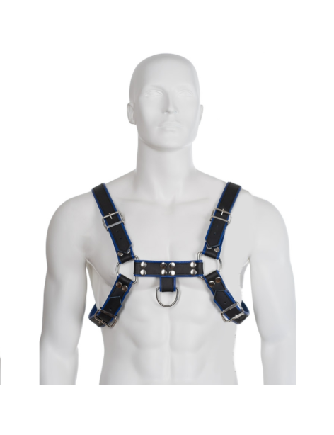 LEATHER BODY ARNES CUERO AZUL Y NEGRO CHEST BULLDOG