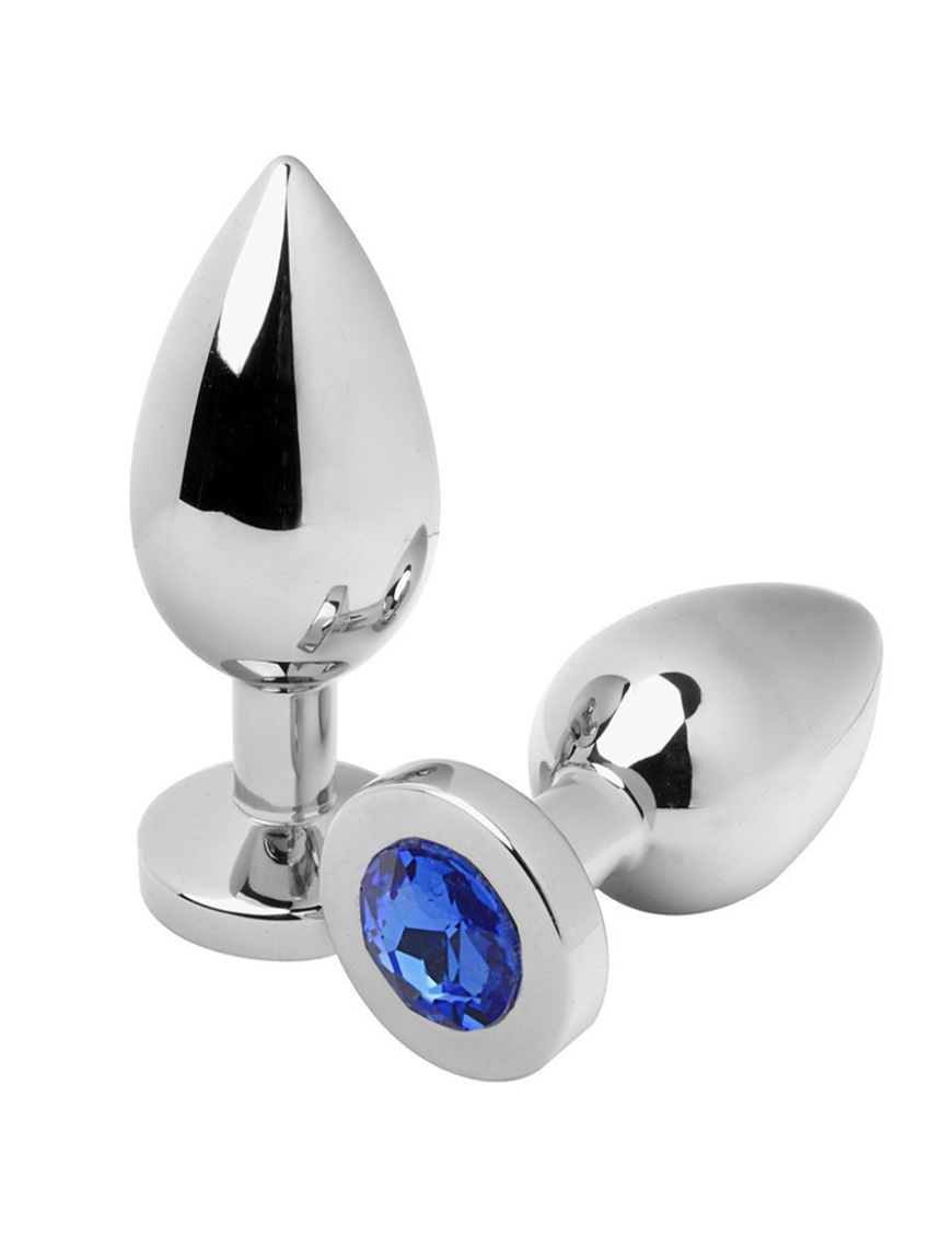 METALHARD ANAL PLUG DIAMOND AZUL MEDIUM 7.62CM