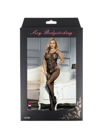 QUEEN LINGERIE BODYSTOCKING CON ABERTURA FLORES S-L