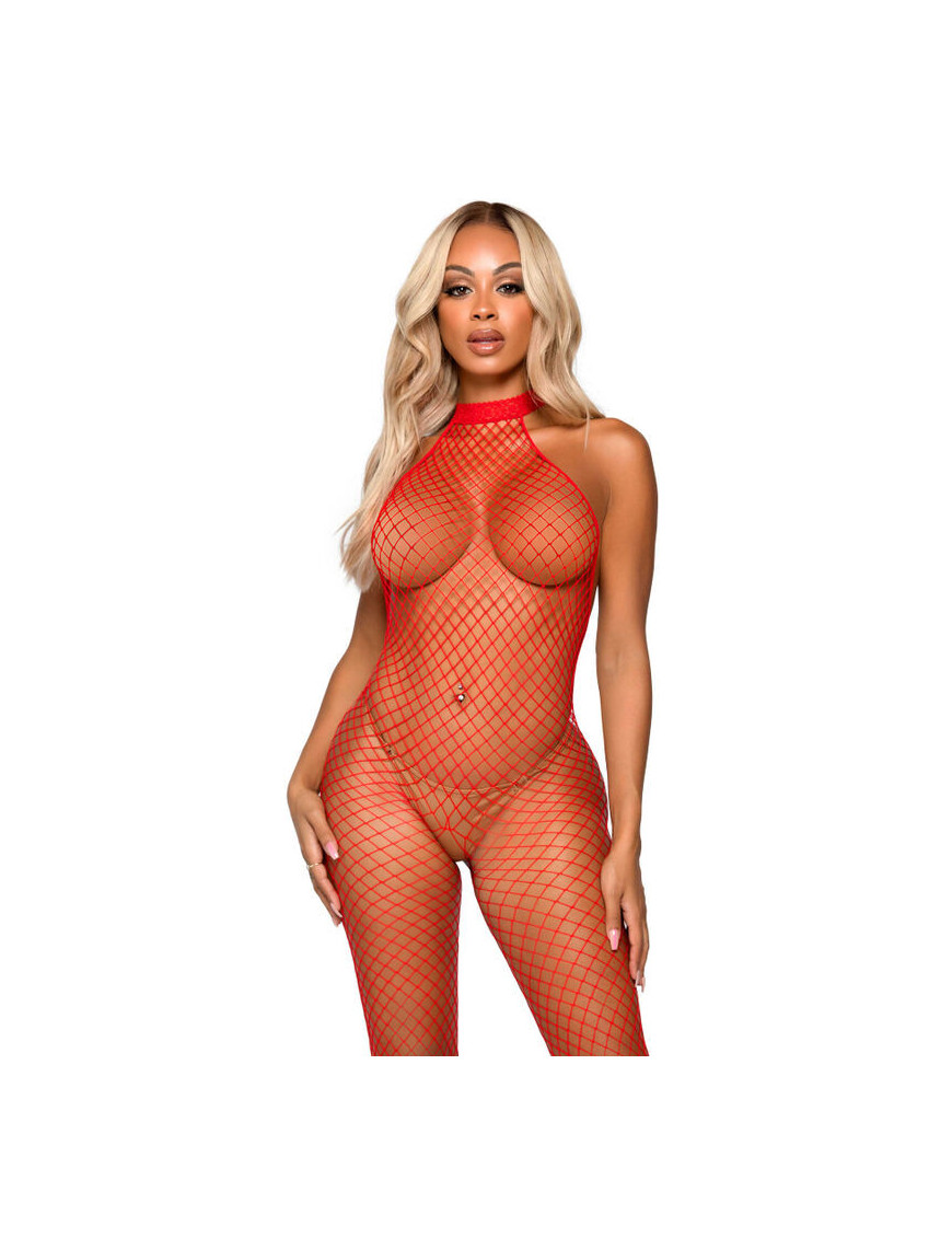 LEG AVENUE BODYSTOCKING CUELLO RACER TALLA UNICA - ROJO