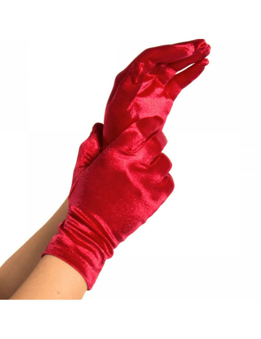 LEG AVENUE GUANTES SATIN ROJO