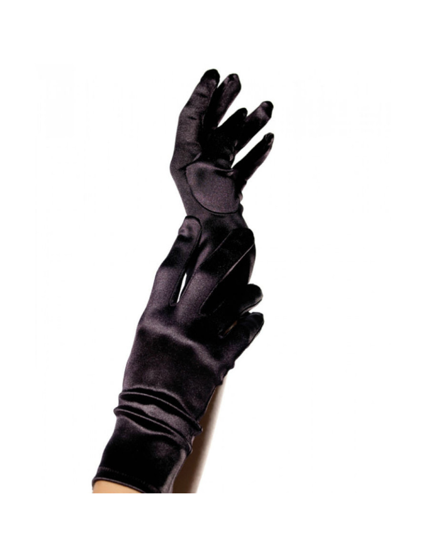 LEG AVENUE GUANTES SATIN NEGRO