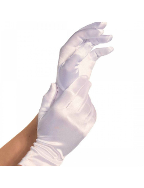 LEG AVENUE GUANTES SATIN BLANCO