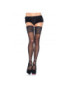 LEG AVENUE MEDIAS NEGRAS AUTOADHESIVAS CON ENCAJE ANCHO ONE SIZE