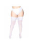 LEG AVENUE MEDIAS AUTOADHESIVAS CON ENCAJE ANCHO COLOR BLANCO TALLA PLUS