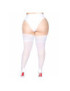 LEG AVENUE MEDIAS AUTOADHESIVAS CON ENCAJE ANCHO COLOR BLANCO TALLA PLUS