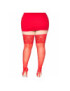 LEG AVENUE MEDIAS ROJAS AUTOADHESIVAS CON ENCAJE ANCHO PLUS SIZE