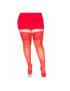 LEG AVENUE MEDIAS ROJAS AUTOADHESIVAS CON ENCAJE ANCHO PLUS SIZE