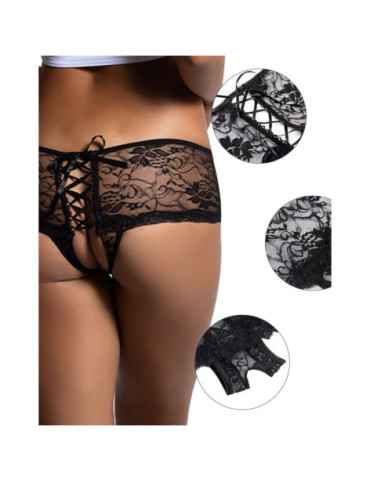 QUEEN LINGERIE PANTIES DE ENCAJE FLORAL ABERTURA TRASERA L/XL