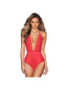 QUEEN LINGERIE TEDDY ESCOTE EN V TALLA ROJO S/M