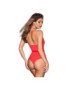 QUEEN LINGERIE TEDDY ESCOTE EN V TALLA ROJO S/M