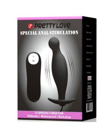 PRETTY LOVE PLUG ANAL SILICONA  12 MODOS VIBRACION  NEGRO