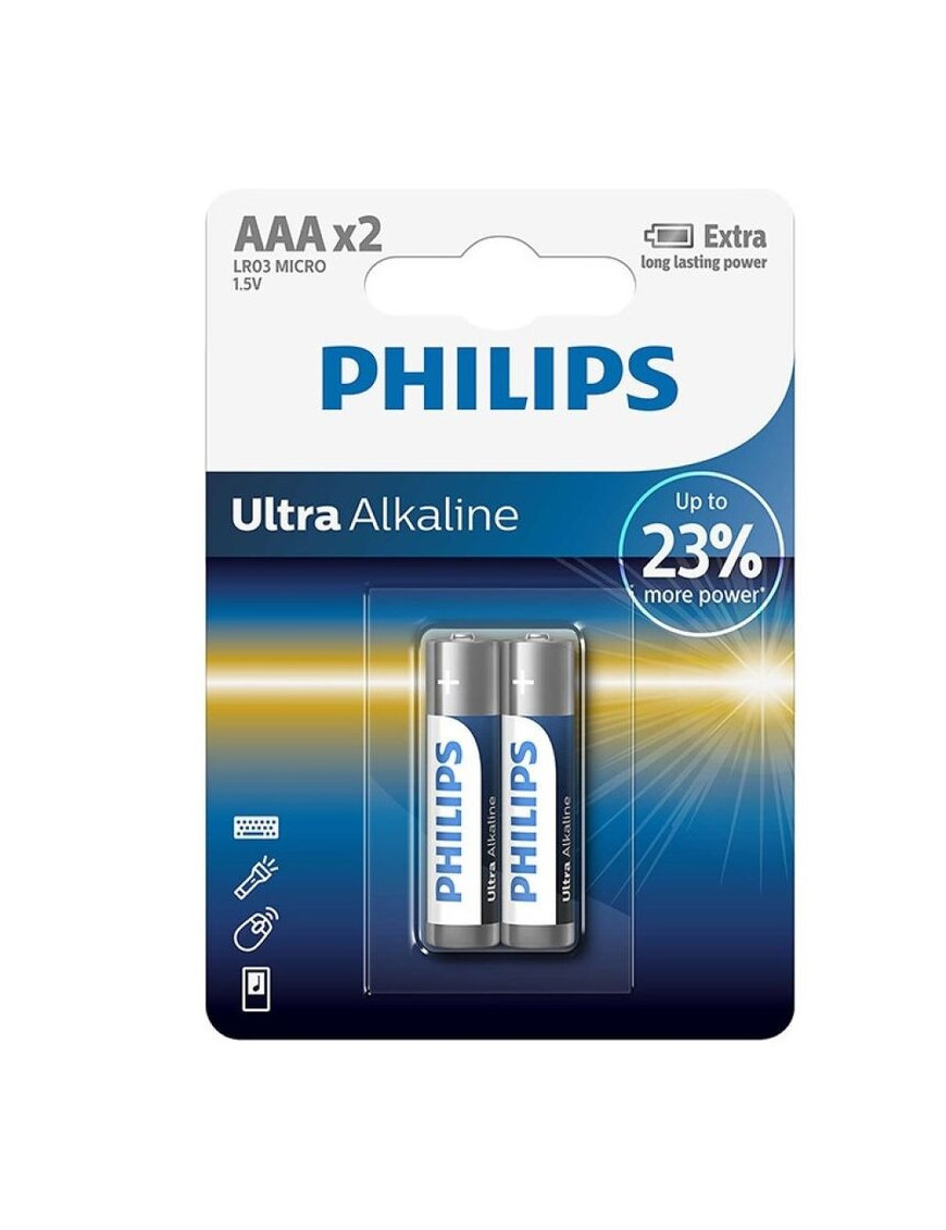 PHILIPS ULTRA ALKALINE PILA AAA LR03 BLISTER*2