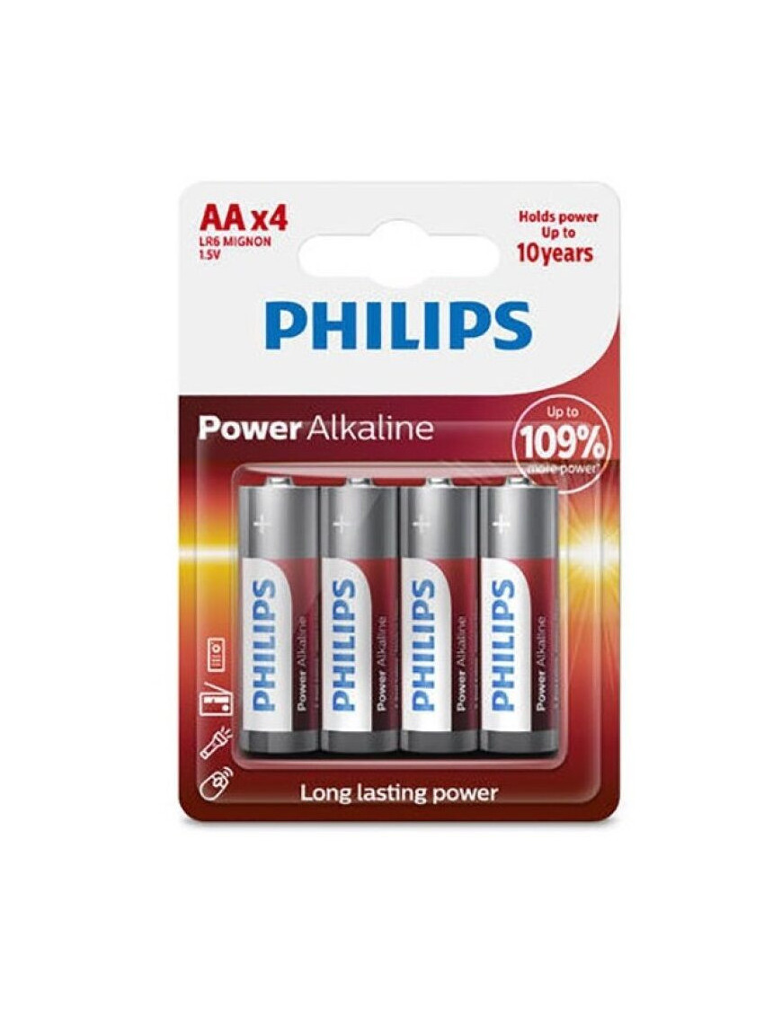 PHILIPS POWER ALKALINE PILA AA LR6 BLISTER*4