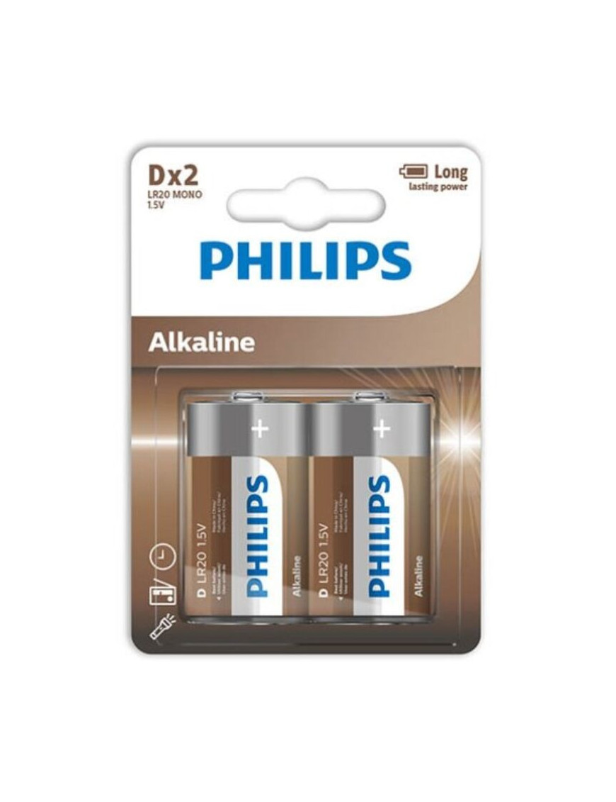 PHILIPS ALKALINE PILA D LR20 BLISTER*2