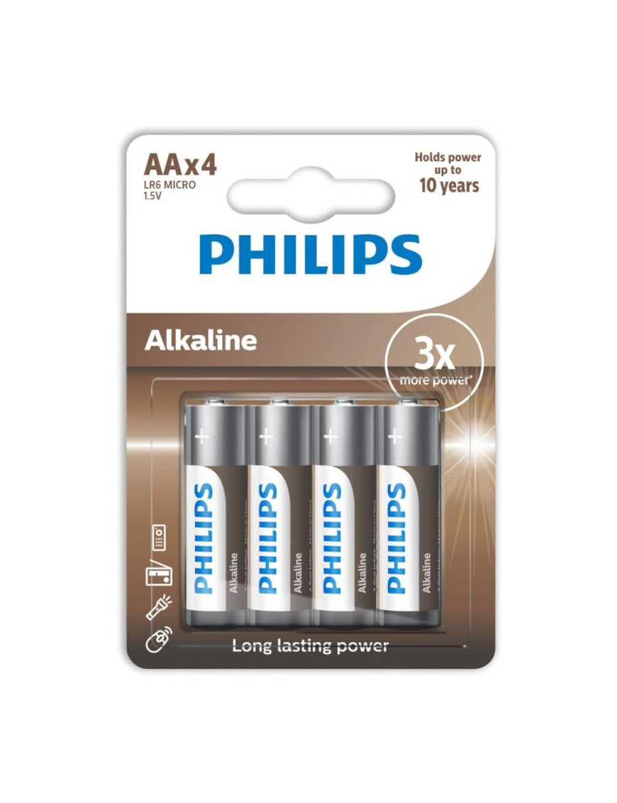 PHILIPS ALKALINE PILA AA LR6 BLISTER*4