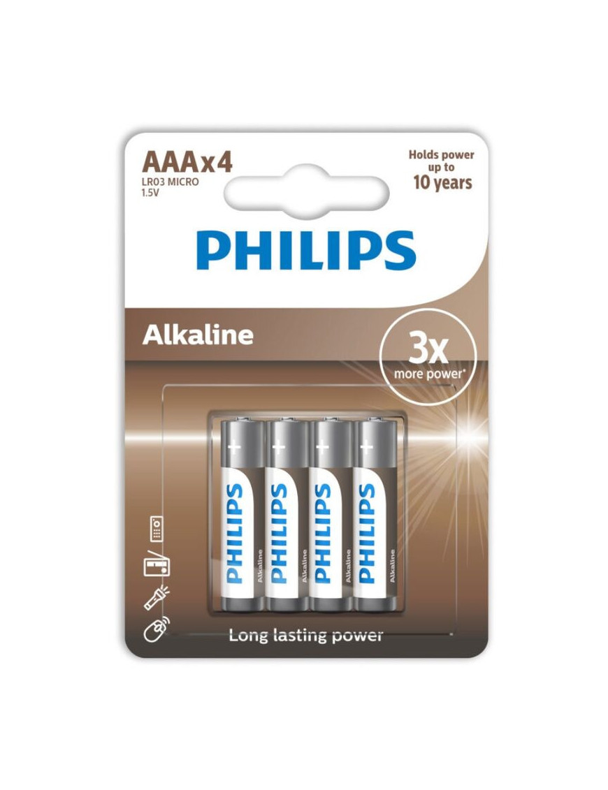 PHILIPS ALKALINE PILA AAA LR03 BLISTER*4