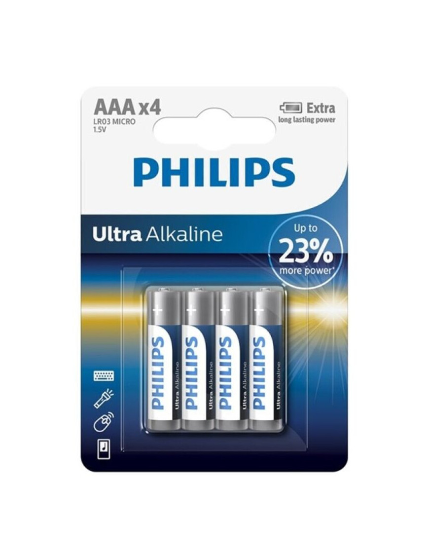 PHILIPS ULTRA ALKALINE PILA AAA LR03 BLISTER*4