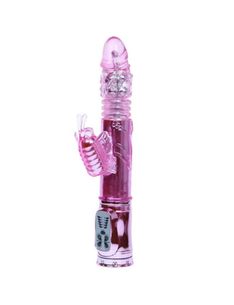 VIBRADOR RECARGABLE CON ROTACION Y ESTIMULADOR THROBBING BUTTERFLY