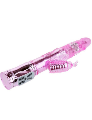 VIBRADOR RECARGABLE CON ROTACION Y ESTIMULADOR THROBBING BUTTERFLY