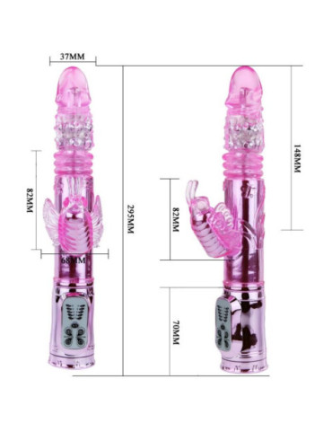 VIBRADOR RECARGABLE CON ROTACION Y ESTIMULADOR THROBBING BUTTERFLY