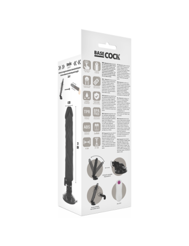 BASECOCK REALISTIC VIBRADOR CONTROL REMOTO NEGRO 21CM