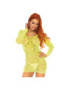 LEG AVENUE MINI VESTIDO DE ENCAJES MANGA LARGA NEON TALLA UNICA