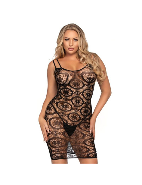 LEG AVENUE MINI VESTIDO DE GANCHILLO NEGRO