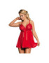 SUBBLIME BABYDOLL ROJO CON LACITO Y BRILLANTES S/M