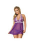 SUBBLIME BABYDOLL LILA CON BORDADOS FLORALES BLANCOS S/M