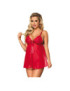 SUBBLIME BABYDOLL WITH BOW AND FLORAL LACES ROJO S/M