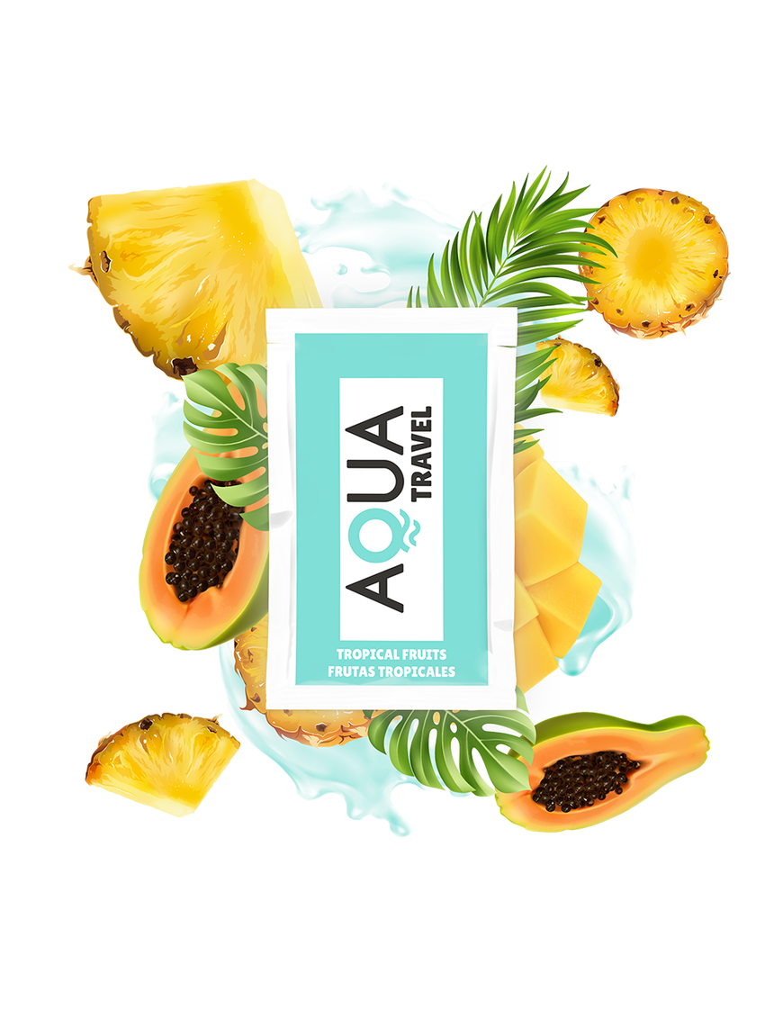 AQUA TRAVEL LUBRICANTE BASE AGUA SABOR FRUTAS TROPICALES - 6 ML