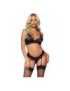 LEG AVENUE SET TRES PIEZAS DE ENCAJES TALLA UNICA - NEGRO