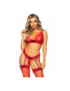 LEG AVENUE SET TRES PIEZAS DE ENCAJES TALLA UNICA - ROJO